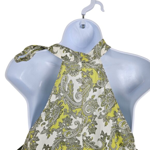 Cupshe Womens M Halter Neck Mini Dress Shoulder Tie Yellow & White Paisley Print - Picture 4 of 6